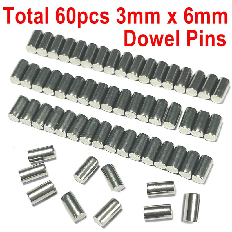 ZDingTech 60pcs 3mm x 6mm Dowel Pins,3mm x 6mm Metal Dowel pins M3 3mm Shelf Pegs,Support Shelves,3mm x 6mm Metal Rod.304 Stainless Steel Wood Bunk Bed pegs - Image 2